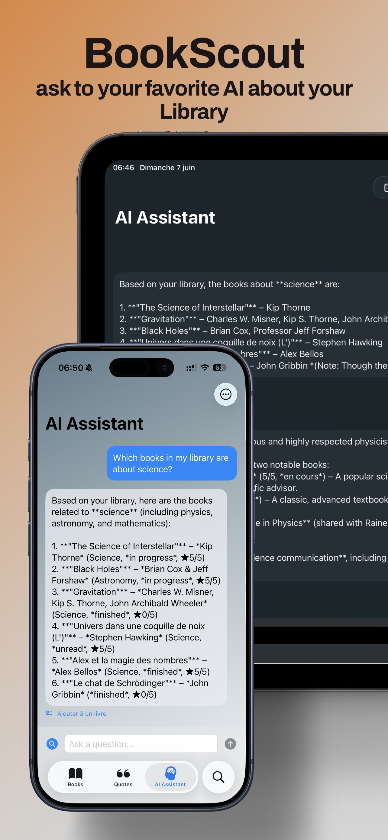 Bookscout AI assistant on iPhone and iPad