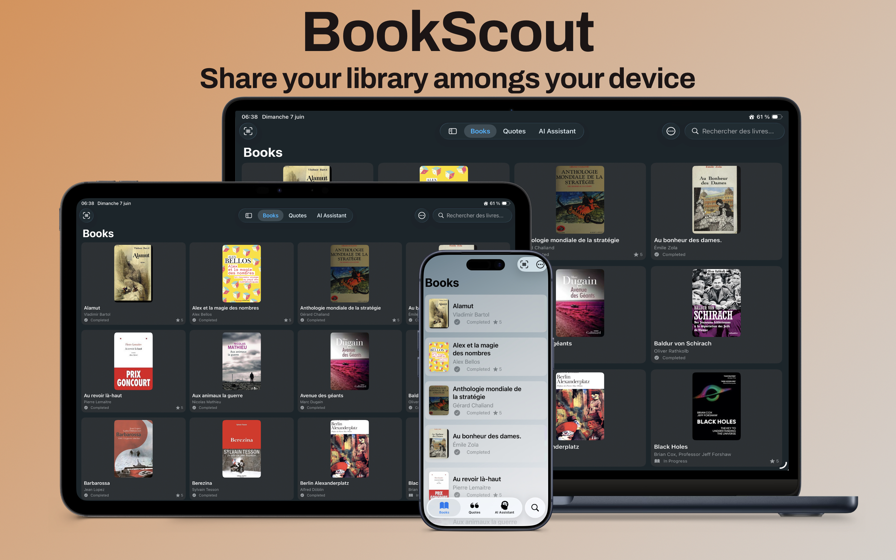 Bookscout library synced across Mac, iPad and iPhone