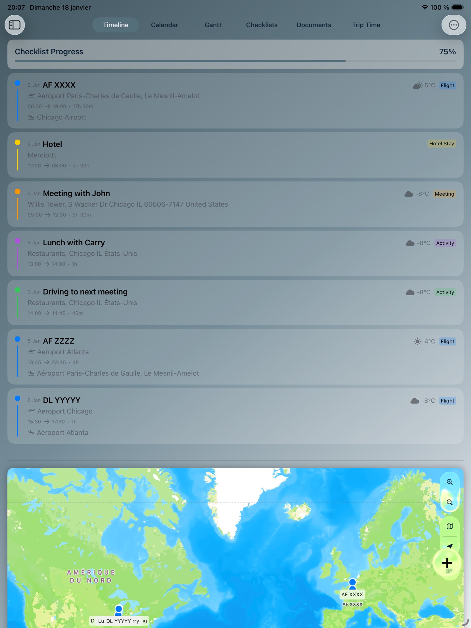 Chronologie et carte Voyel sur iPad